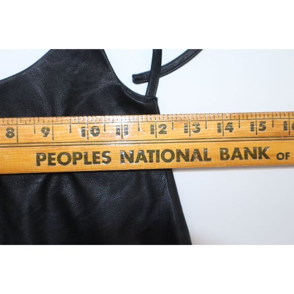 Y2K Tiger Mist XS Black Faux Leather Top Back Zipper Whimsygoth Grunge - Picture 4 of 8